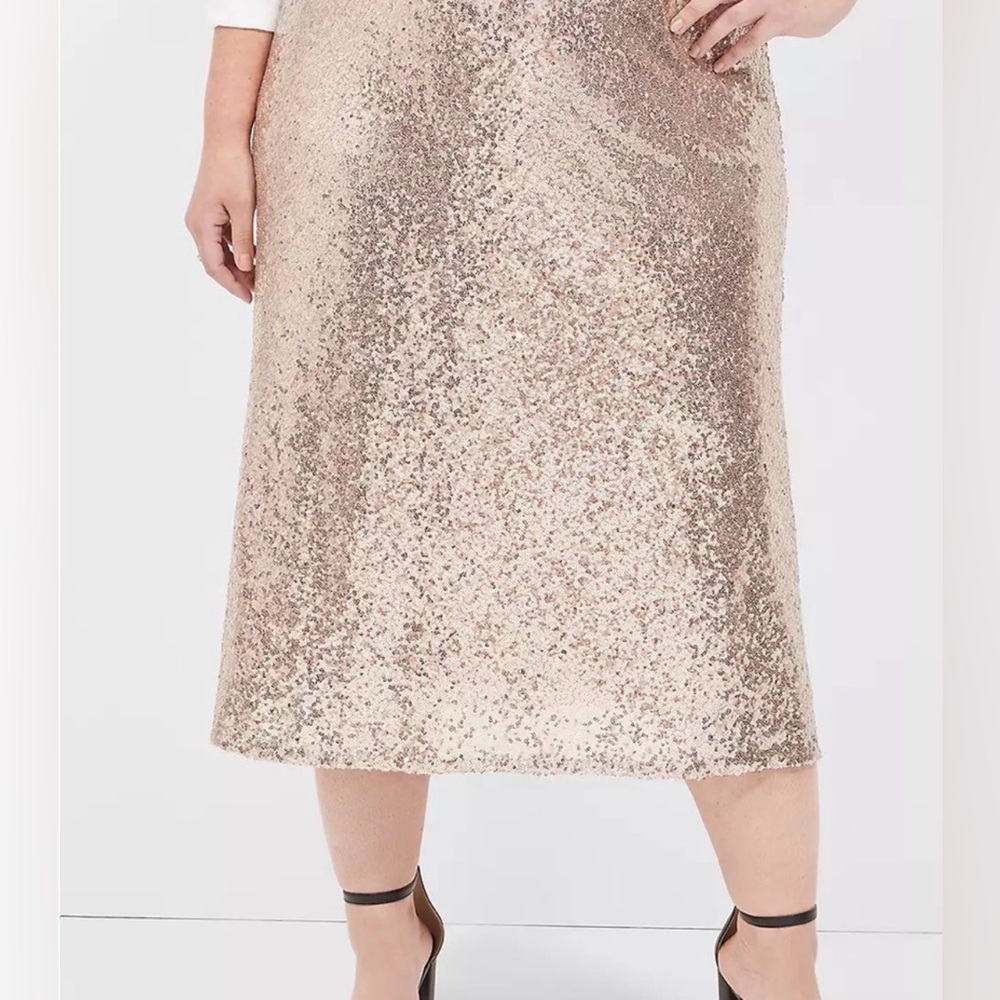 Lane Bryant Sequin Midi Skirt - Rose Gold Size 14 NWT